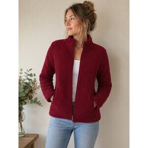 Woolrich Ruby Quilted Wool Jacket Women’s Medium Burgundy Full Zip Insulated